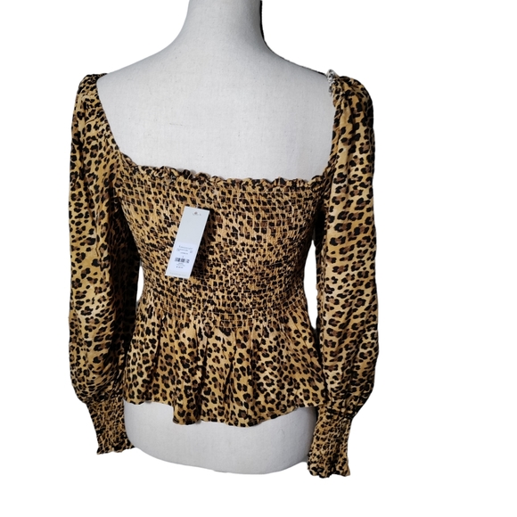 Mi Ami animal print balloon sleeve top size large NWT - Picture 2 of 5